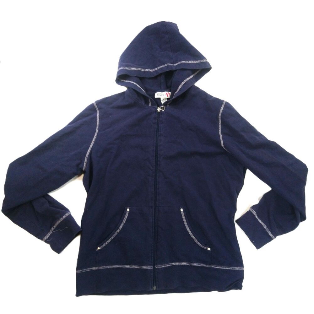 Sport Women's Zip Up Hoodie XL Navy Blue Fall Winter Casual